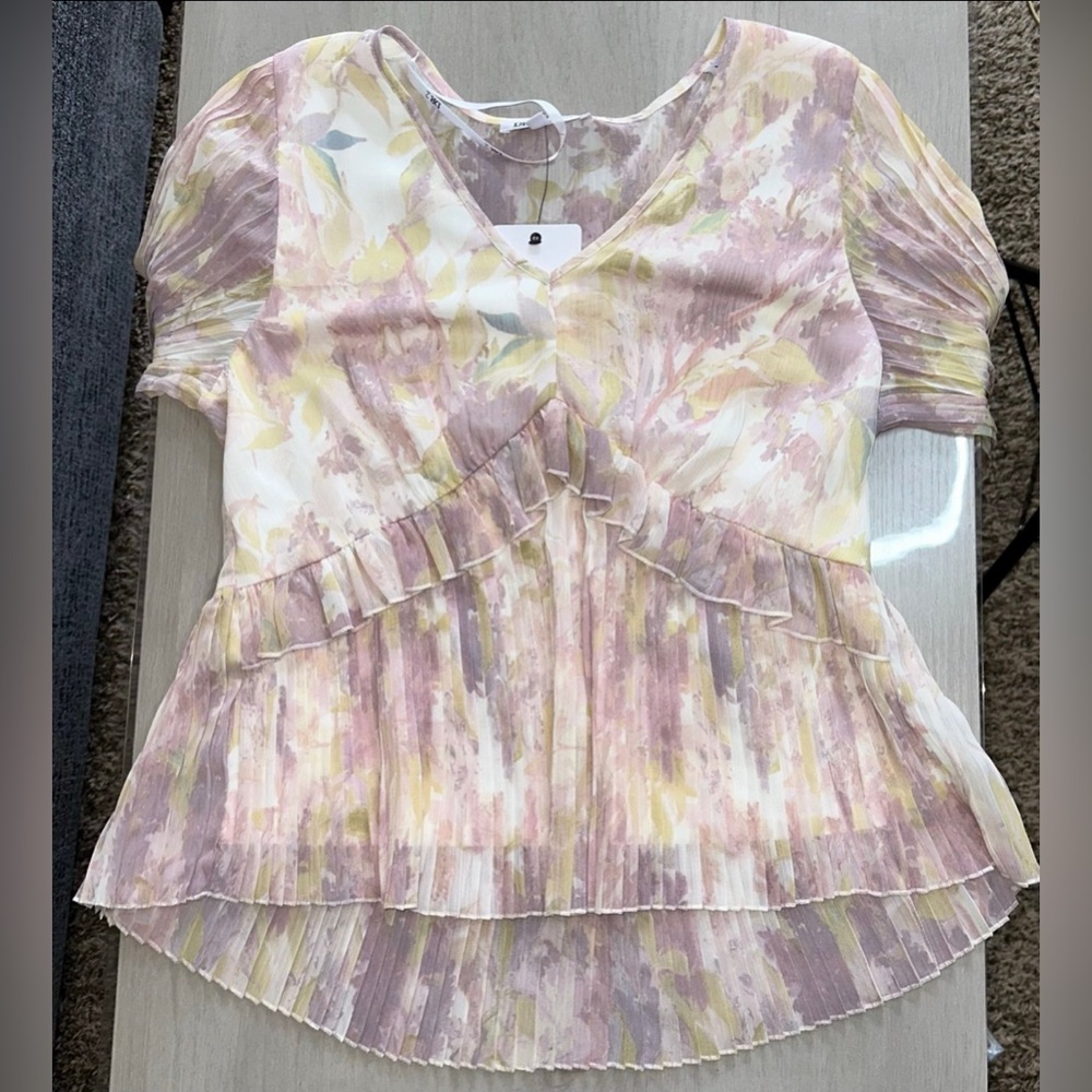DR2 Women's Small Floral Long Sleeve Blouse Top